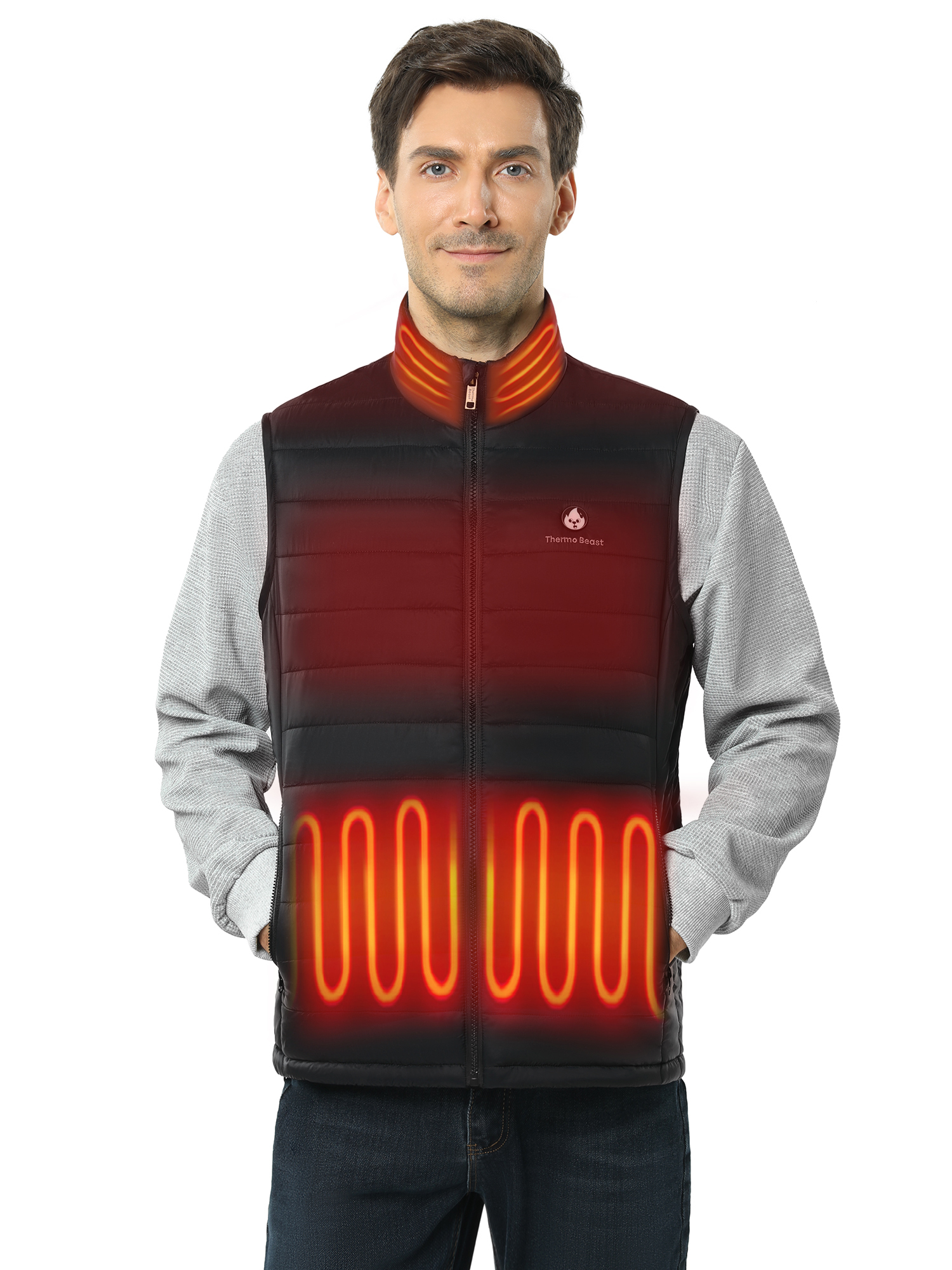 Thermo Beast Heated Vest for Men with Battery Pack included, 4-Zone Electric Heating, Rechargeable Lightweight Work Vest