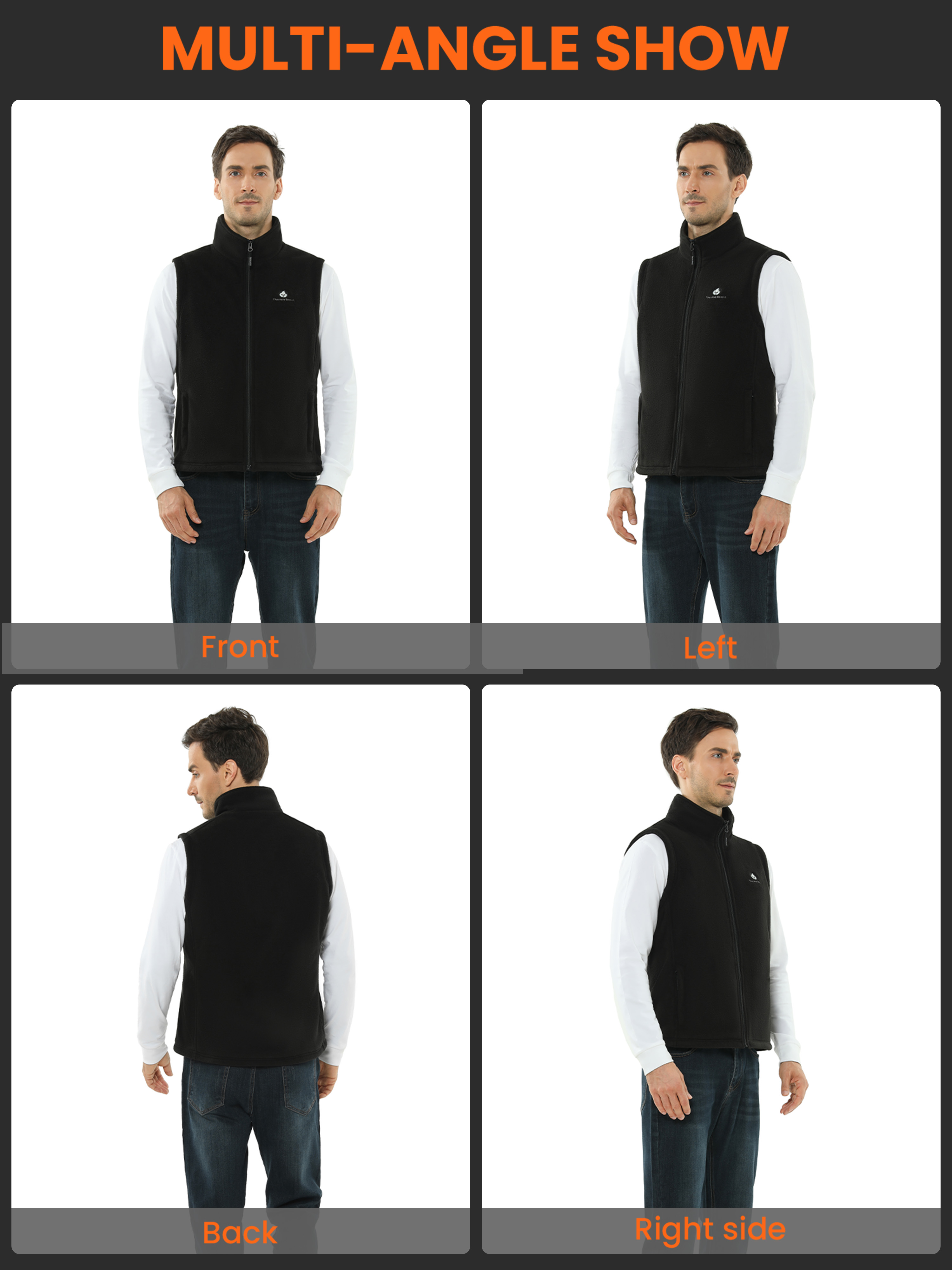 Thermo Beast Heated Vest for Men with Battery Pack Included, Fleece Material, 4-Zone Electric Heating, Great for Winter, Golf