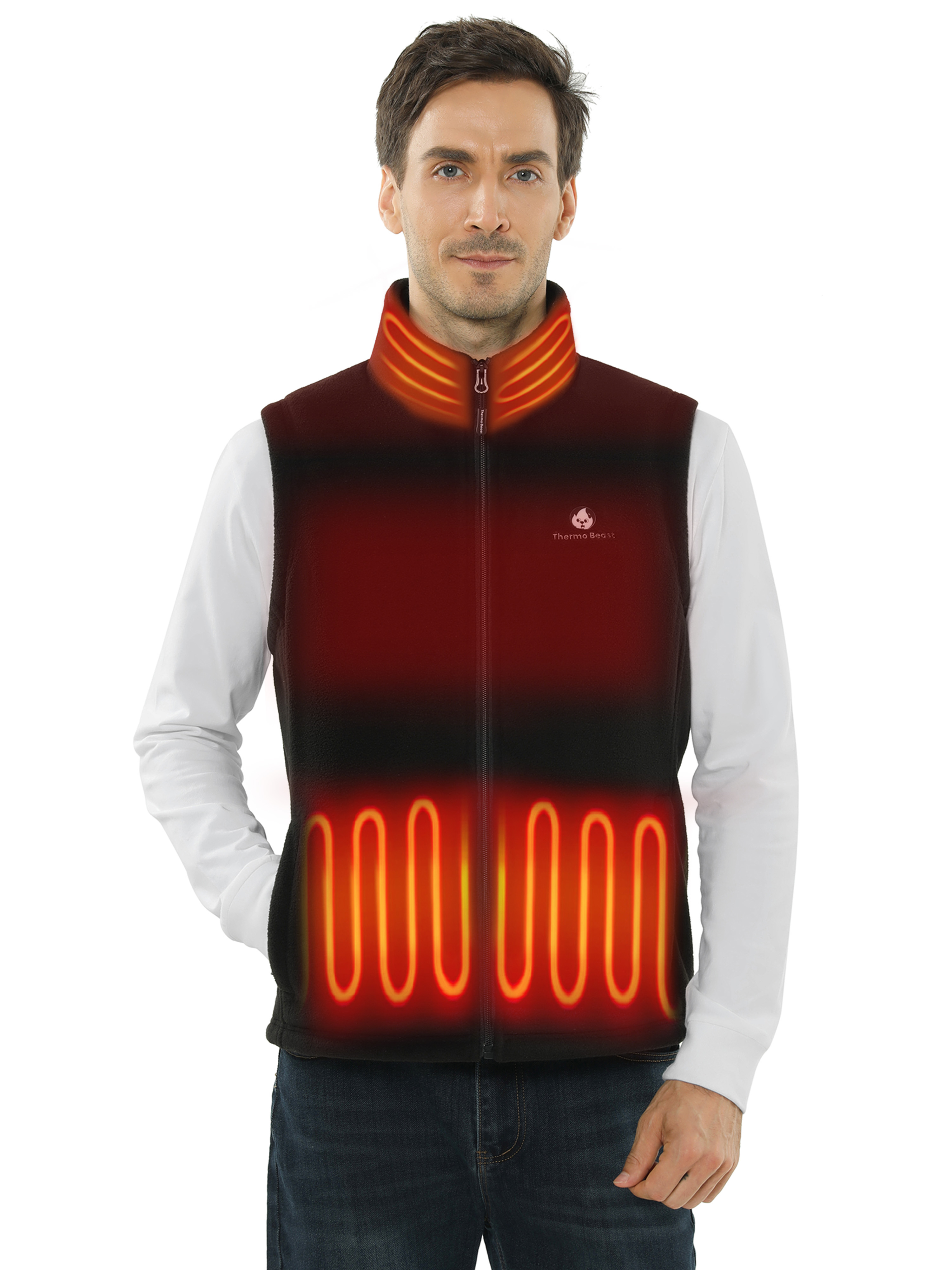 Thermo Beast Heated Vest for Men with Battery Pack Included, Fleece Material, 4-Zone Electric Heating, Great for Winter, Golf