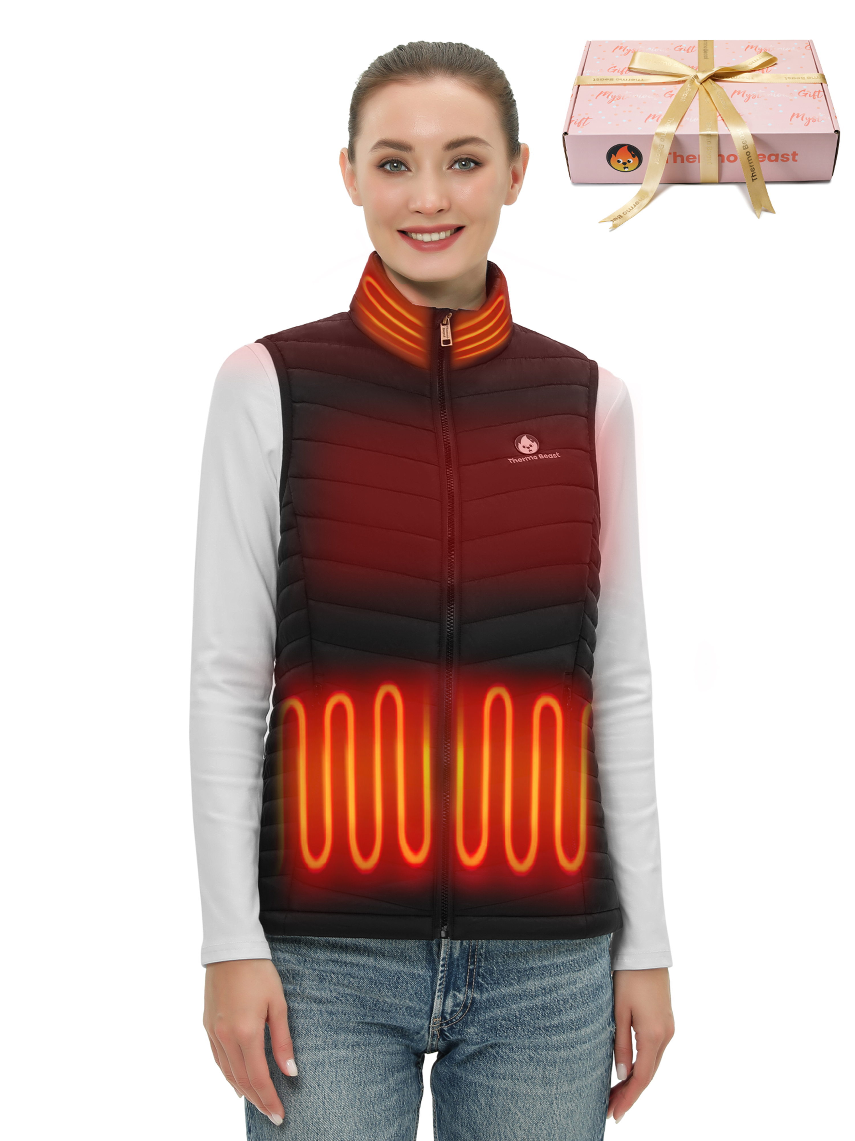 Thermo Beast Heated Vest Women with Battery Pack Included, 4-Zone Electric Heating for Winter Outdoor, for Golf, for Work