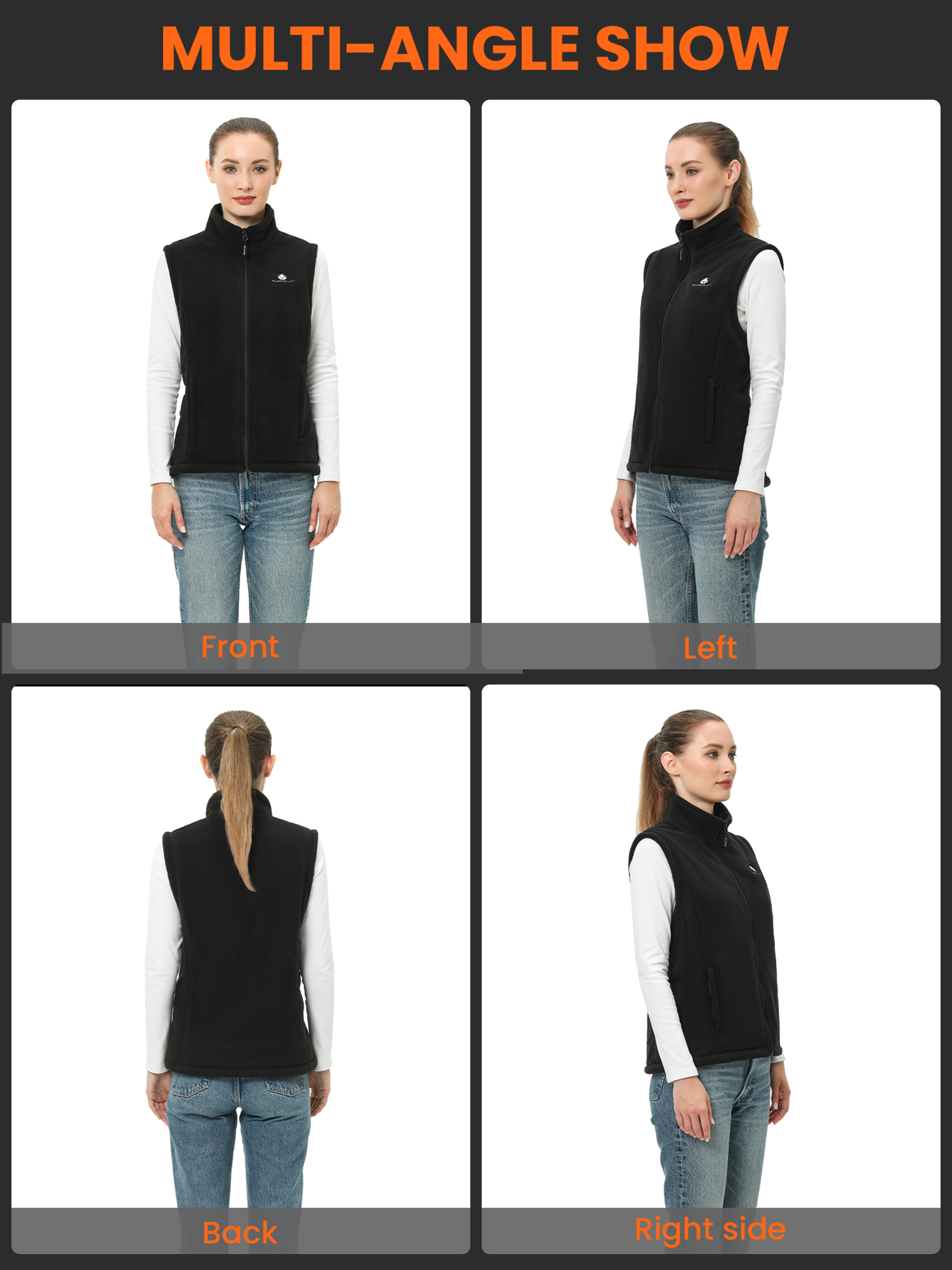 Thermo Beast Heated Vest Women with Battery Pack Included, 4-Zone Electric Heating, Fleece-Lined, Great for Winter & Golf
