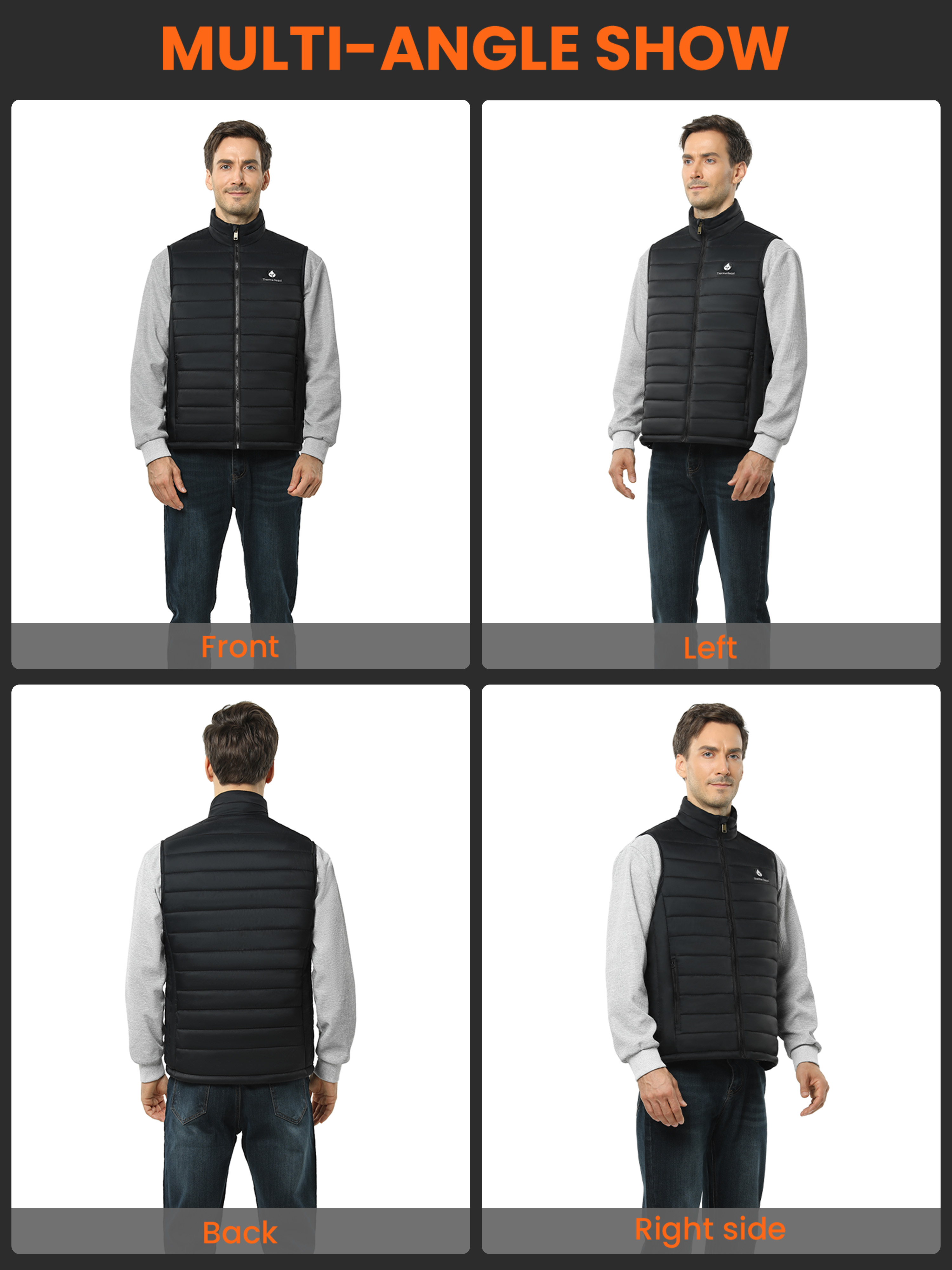 Thermo Beast Heated Vest for Men with Battery Pack included, 4-Zone Electric Heating, Rechargeable Lightweight Work Vest