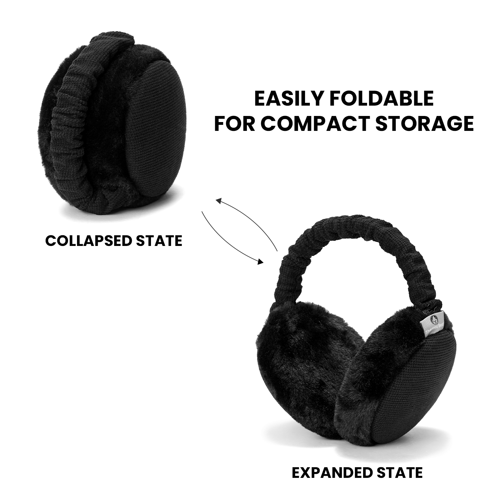 Foldable Winter Earmuffs, Plush Faux Fur Ear Warmers, Adjustable Warm Ear Covers for Cold Weather