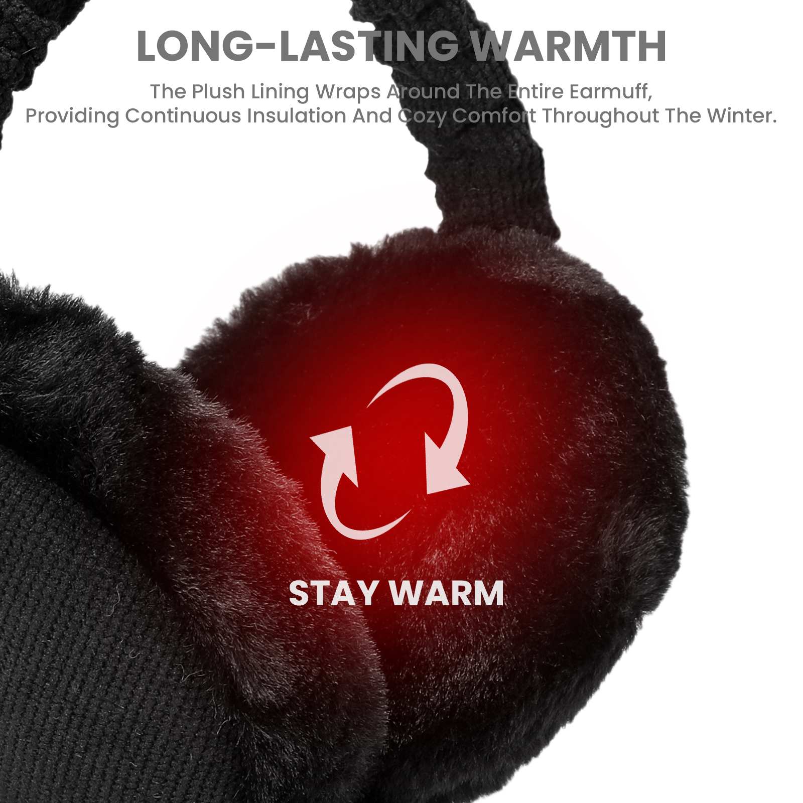 Foldable Winter Earmuffs, Plush Faux Fur Ear Warmers, Adjustable Warm Ear Covers for Cold Weather
