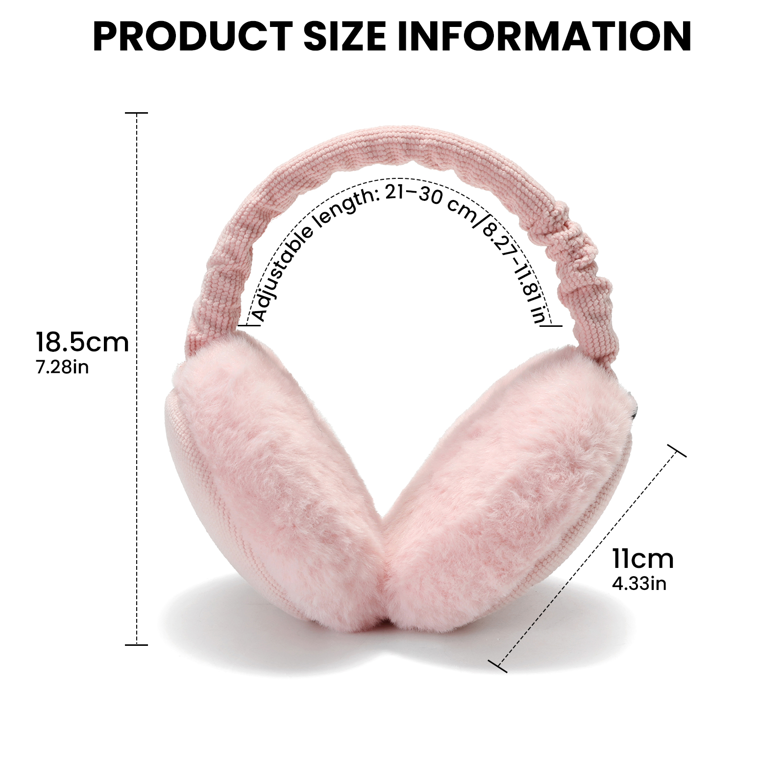 Foldable Winter Earmuffs, Plush Faux Fur Ear Warmers, Adjustable Warm Ear Covers for Cold Weather