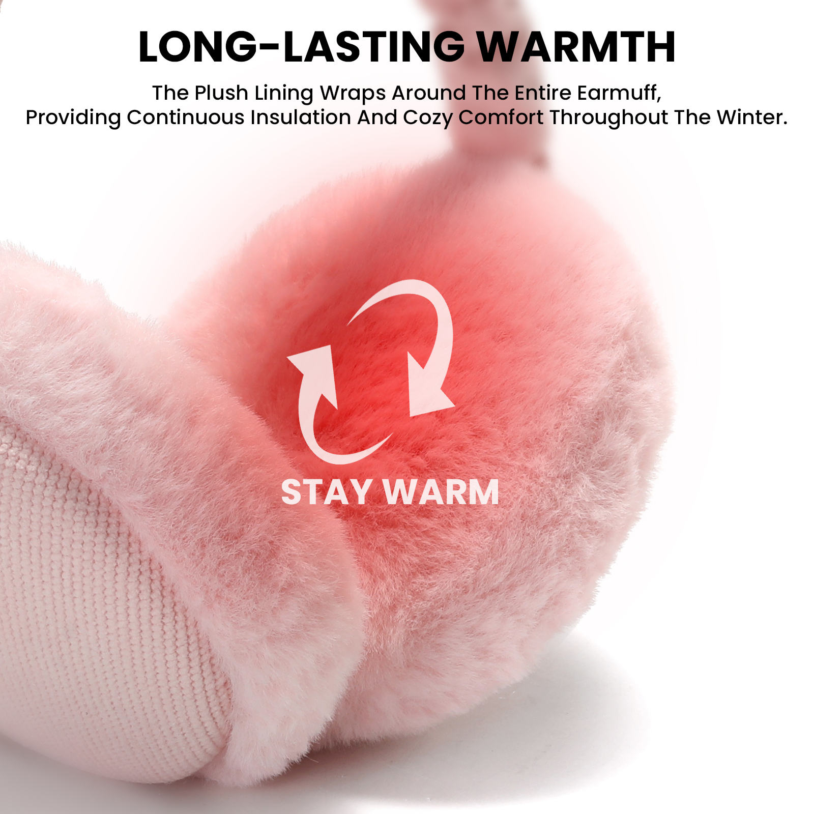 Foldable Winter Earmuffs, Plush Faux Fur Ear Warmers, Adjustable Warm Ear Covers for Cold Weather